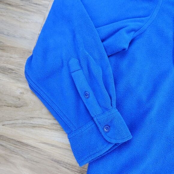 🔹️Chaps Blue Buttoned Front Micro Fleece Long Sleeve Shirt Mens Size 2X - Picture 7 of 10